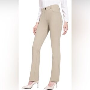 BALEAF Women's High-Riss Straight Yoga Dress Pants -  Khaki - L